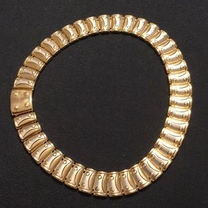 EUC,FLAT CLEOPATRA STYLE GOLD CHOKER NECKLACE. Imposters,Cartier like